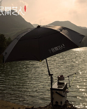 民间艺人钓伞黑胶手杖式藏蓝色2.0米防晒万向拐杖款户外垂钓钓伞