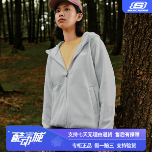 外套女舒适连帽加绒外套摇粒绒保暖户外上衣 Skechers斯凯奇春夏季