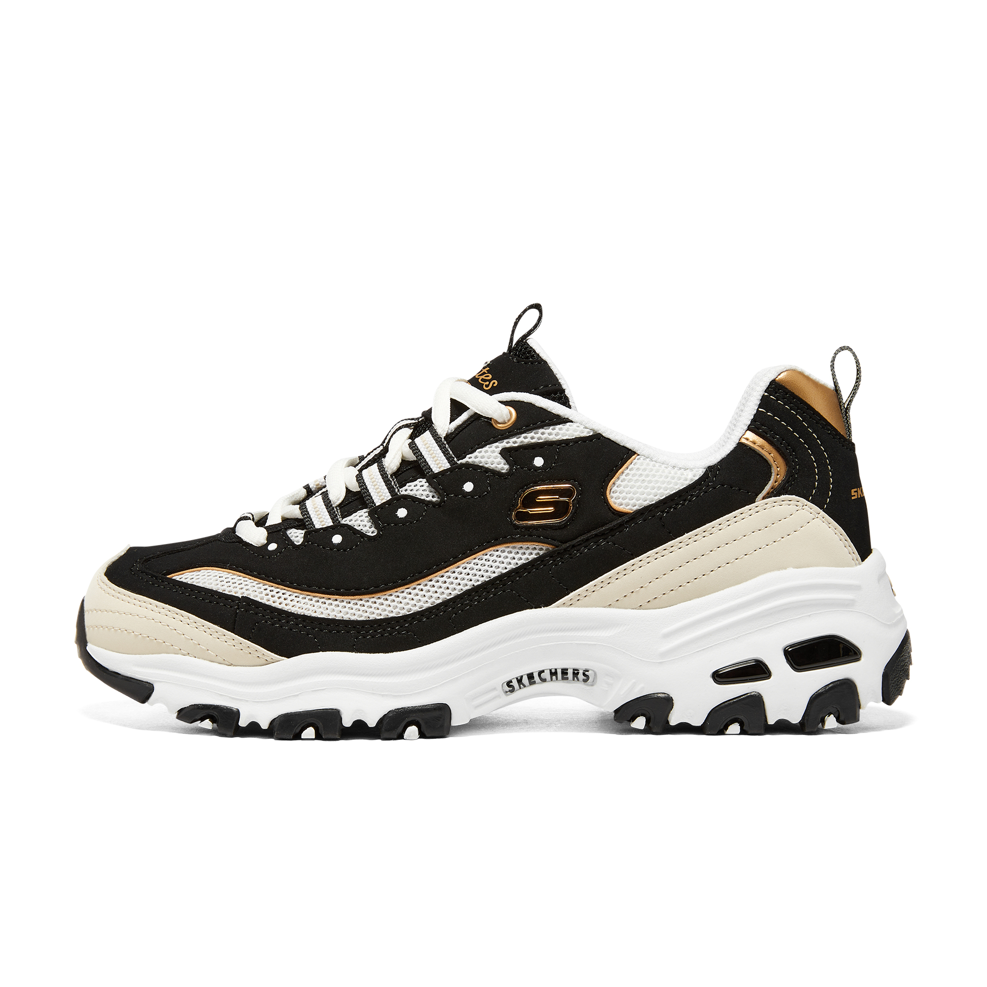 Skechers斯凯奇女鞋冬季复古撞色熊猫鞋温柔厚底老爹鞋休闲运动鞋