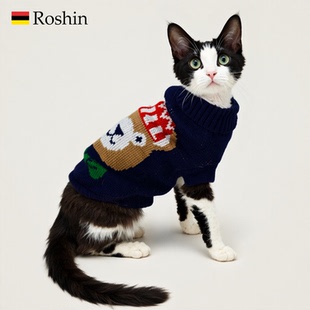 Roshin无毛猫衣服秋冬装保暖公猫帅气小猫咪德文猫衣服宠物猫毛衣