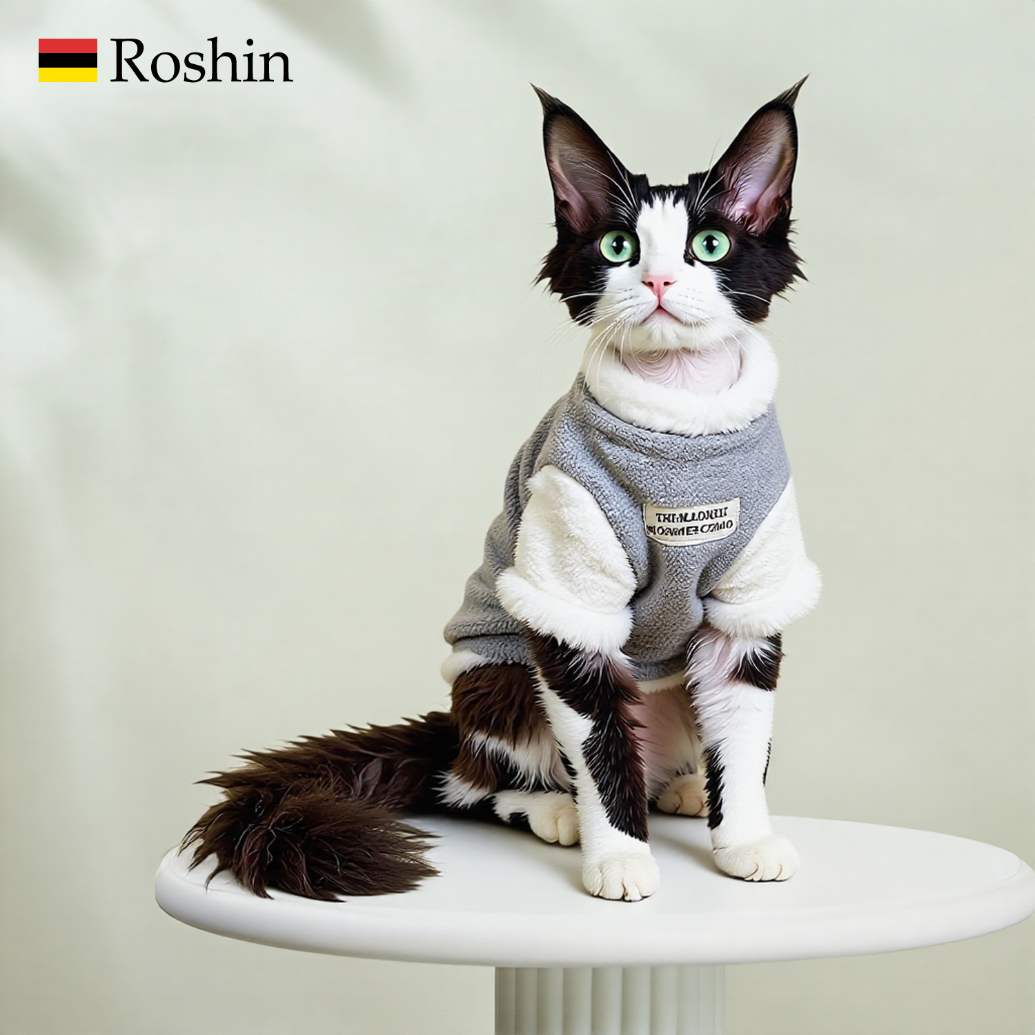 Roshin新年红加厚双面毛绒猫衣