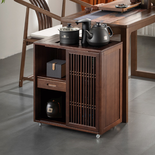 实木移动茶水柜烧水壶一体家用泡茶台茶室煮茶烧水边柜客厅边几柜
