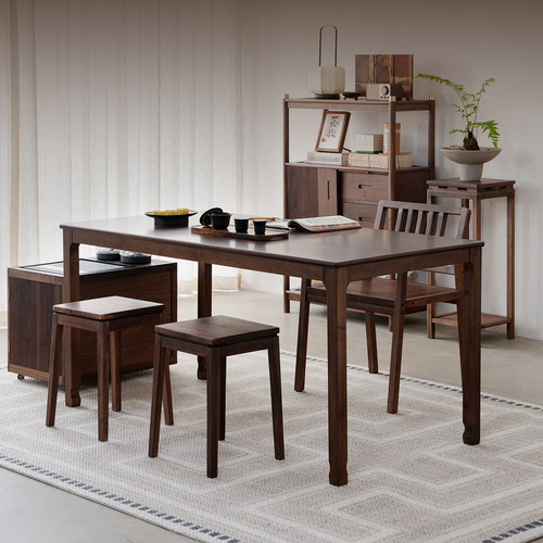 新中式北美黑胡桃木家用茶桌椅组合阳台茶桌客厅小茶台茶室喝茶桌