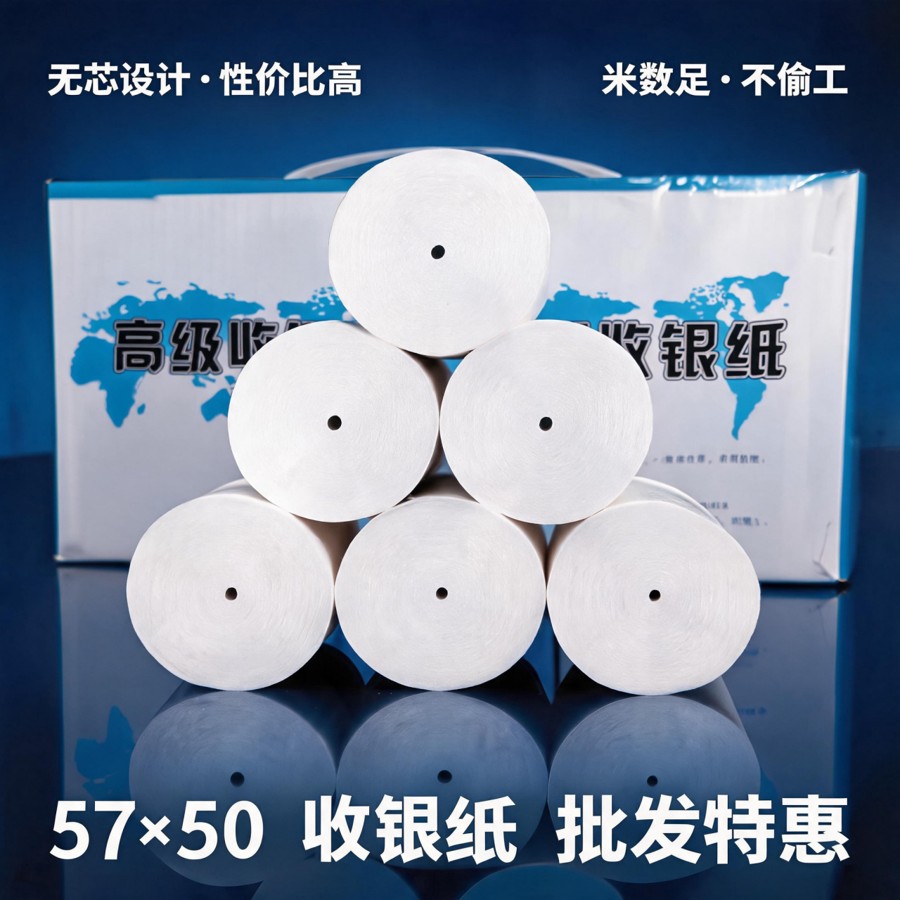 无管芯5750x30米热敏收银纸200卷大箱后厨前台两用打印卷纸整箱