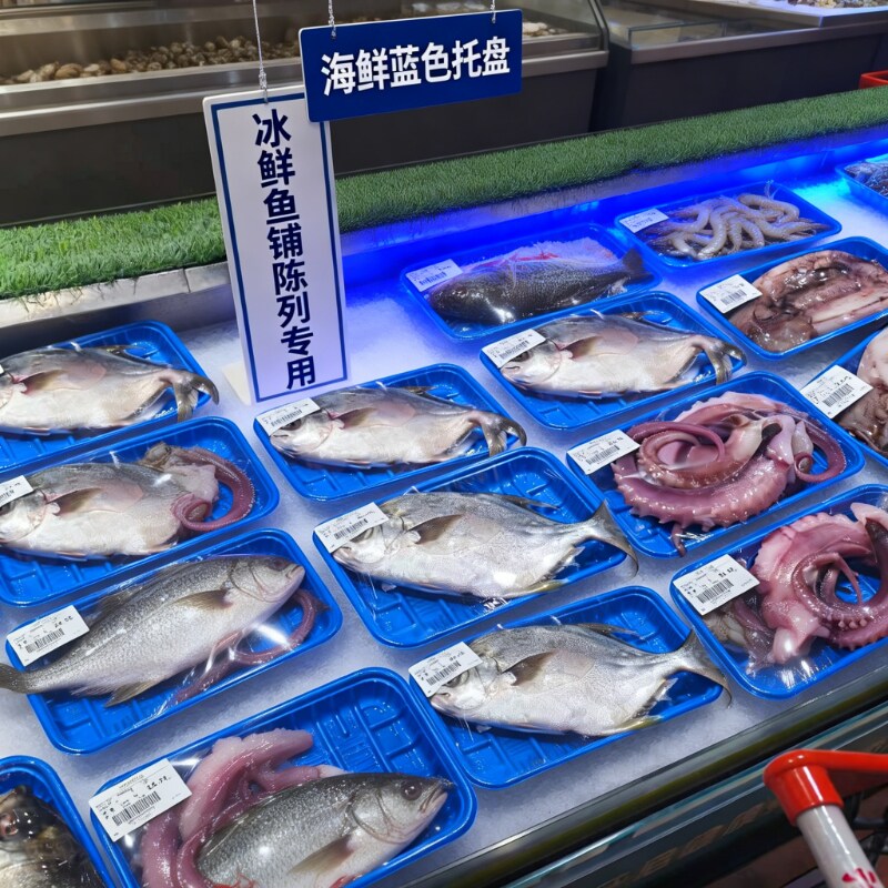 【水产分装款】蓝色PP托盘干制海产干货散装陈列防潮干货海鲜商铺