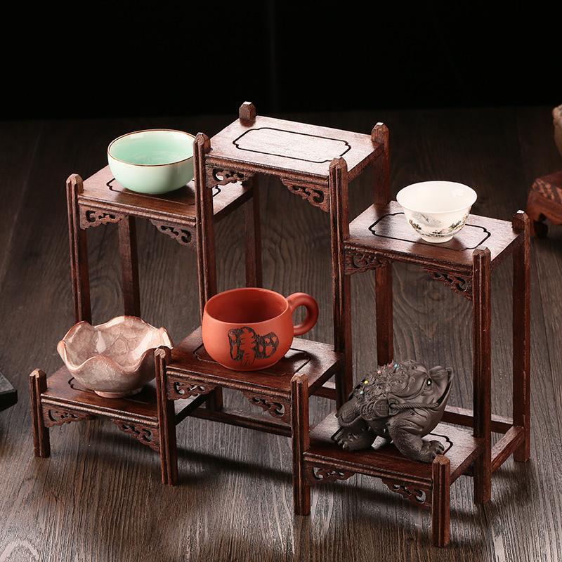 鸡翅木博古架小实木摆件茶具茶叶架多宝阁紫砂茶壶展示架子置物架