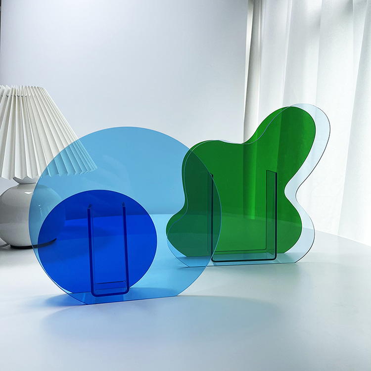 北欧简约花器INS插花瓶客厅家居装饰品桌面摆件彩色亚克力干花瓶