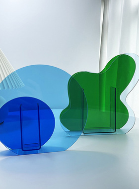 北欧简约花器INS插花瓶客厅家居装饰品桌面摆件彩色亚克力干花瓶