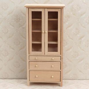 玻璃柜10分12分ob11 bjd gsc娃屋模型未上色可自行DIY微缩书柜