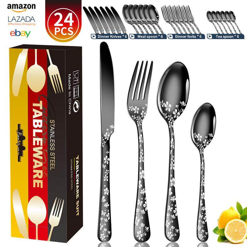 厂批揭阳不锈钢餐具刀叉套装 西餐牛排刀叉 叉子勺子6人份24件套,餐饮具,西餐餐具套装,淘宝优惠券,粉丝福利购,淘宝优惠卷
