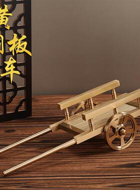 仿古人力推车模型桌面置物架可拆卸搬砖大板车满载而归工艺品