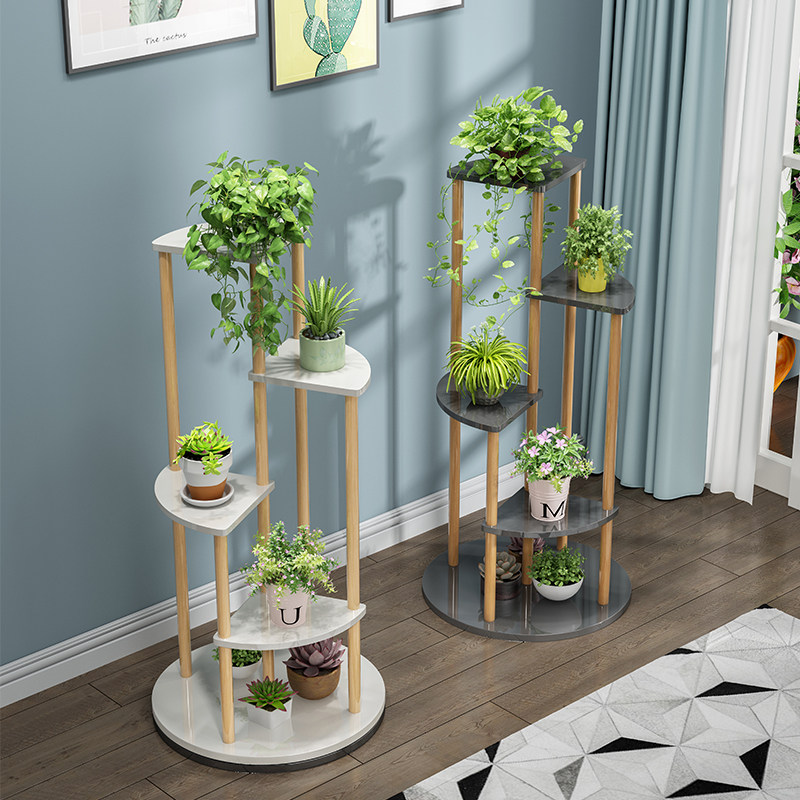 轻奢花架子客厅落地式阳台置物架室内装饰简约花盆架多层绿萝花架_虎窝淘