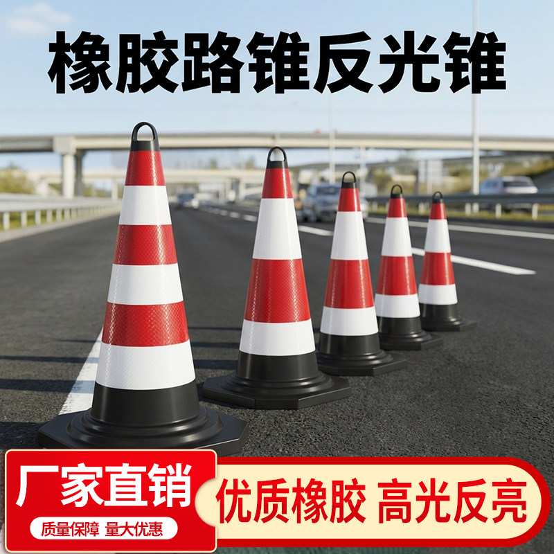 橡胶反光路锥红白警示锥加重加厚交通安全隔离墩道路设施路锥