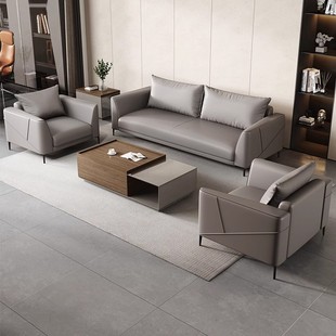 办公室小型简约现代会客公司贵宾接待洽谈区三人位茶几沙发组合