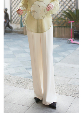 NANASTORE休闲裤女2022夏季新款黑色西裤高腰宽松直筒裤子阔腿裤