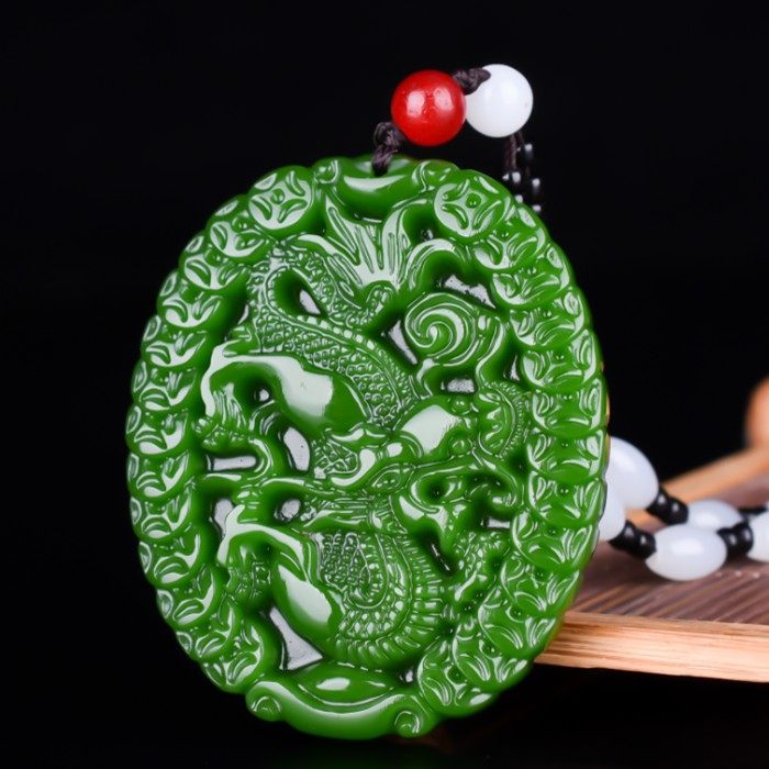 新疆碧玉青龙玉牌男女款和田玉龙玉佩十二生肖龙挂件玉龙吊坠