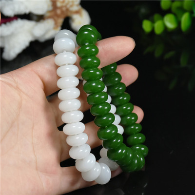 天然算盘珠手串平安扣新疆和田玉