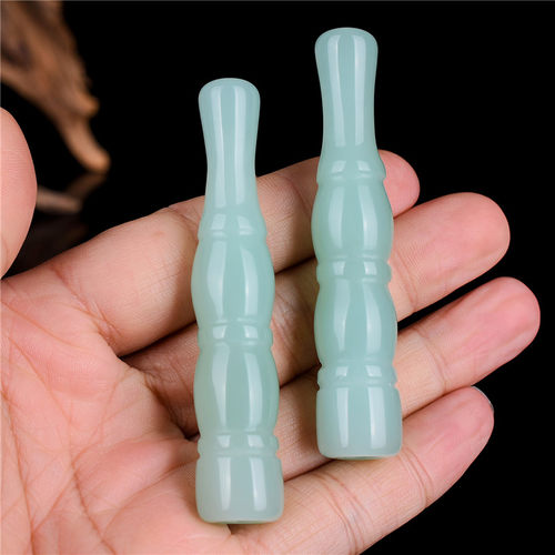 和田玉烟嘴白玉节节高升烟斗吸烟过滤器健康烟具男士烟杆玉石烟嘴