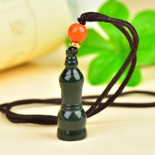 天然新疆和田玉青玉舍利塔吊坠项坠男女款挂件爆款直播好玉石饰品