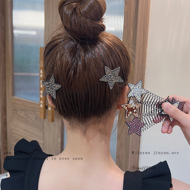 水钻星星碎发梳隐形固定器神器发夹发箍前额后脑勺侧边发卡盘发器