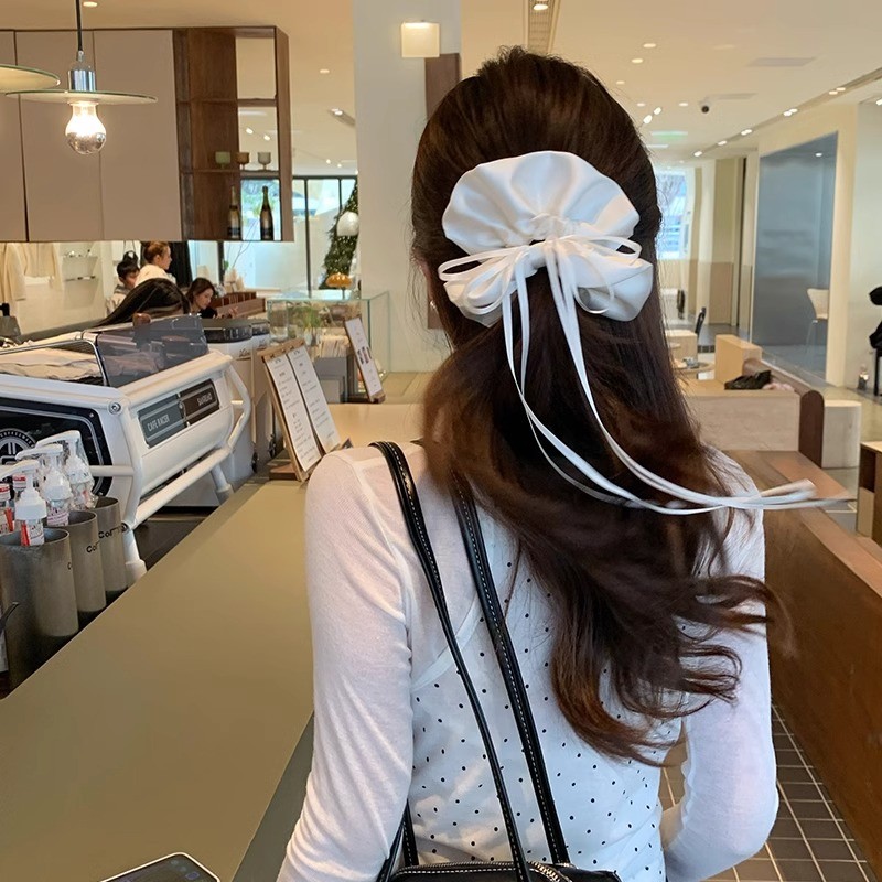 法式缎面蝴蝶结丝带高弹力发圈