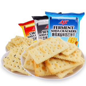 Aji酵母减盐味苏打饼干咸味养碱性胃早餐零食散装多口味梳打100g