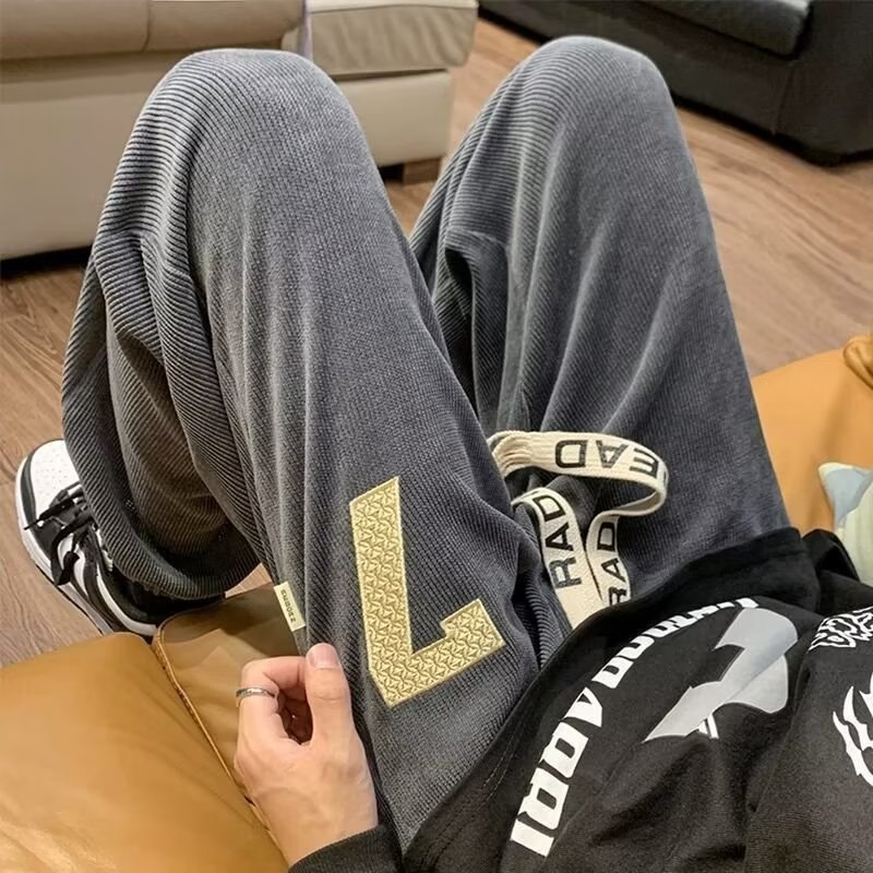 美式裤子男秋季运动裤ins高街潮牌束脚裤春秋卫裤灯芯绒休闲K582,男装休闲裤,星座603-2