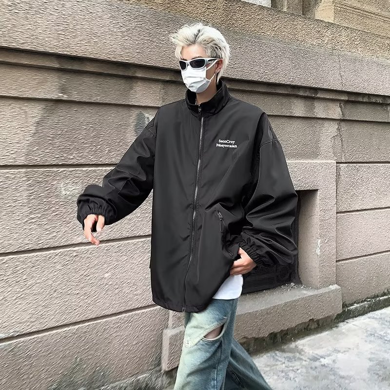 春秋季日系立领夹克衫男士新款潮牌衣服宽松休闲冲锋衣外套HY503,男装夹克,星座603-2