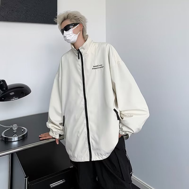 春秋季日系立领夹克衫男士新款潮牌衣服宽松休闲冲锋衣外套HY503,男装夹克,星座603-2