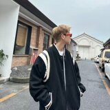 港风街头麂皮绒棒球服外套男美式复古秋冬夹克休闲撞色设计JK010，男装夹克，星座603-2