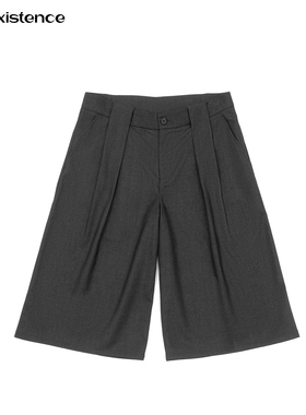 IN EXISTENCE存世25ss 双褶结构连腰暗格纹立体七分垂感西裤