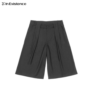 IN EXISTENCE存世25ss 双褶结构连腰暗格纹立体七分垂感西裤