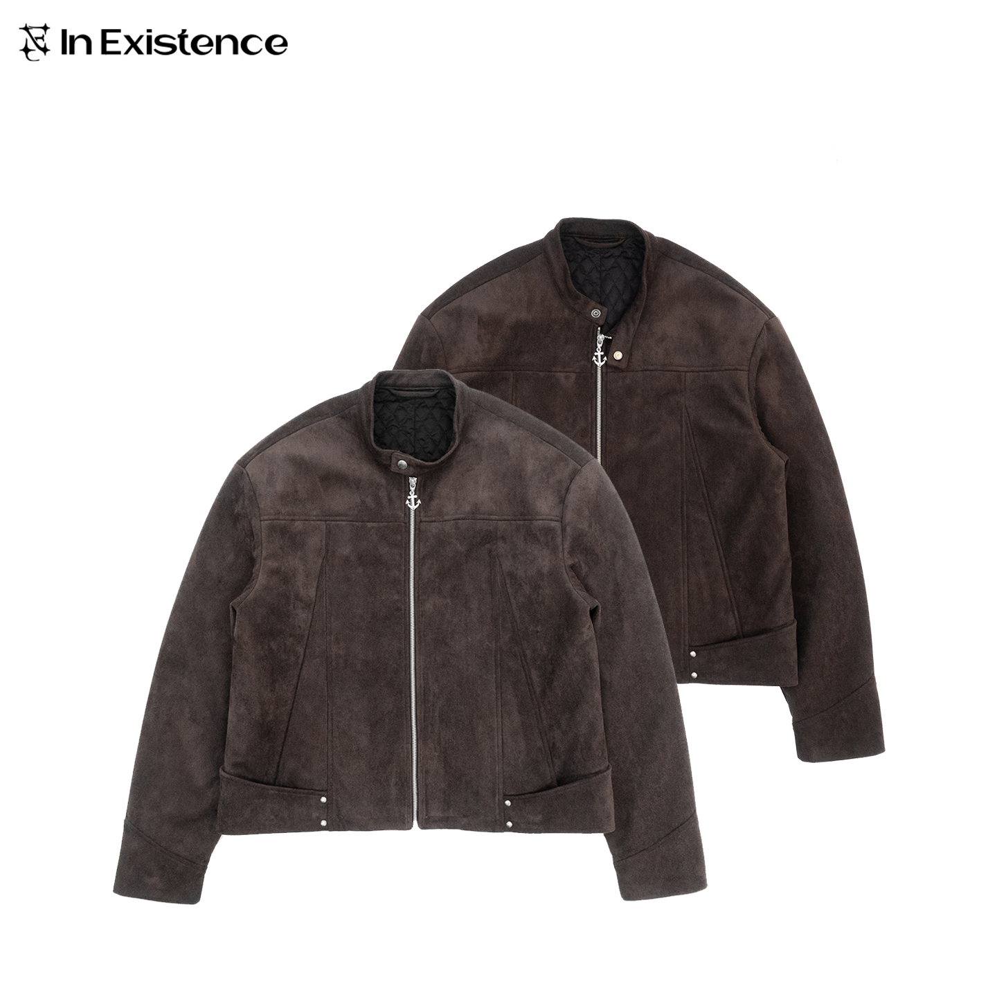 IN EXISTENCE存世25FW「狩」分割铆钉麂皮绒绗棉机车短夹克