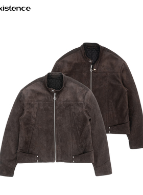IN EXISTENCE存世25FW「狩」分割铆钉麂皮绒绗棉机车短夹克