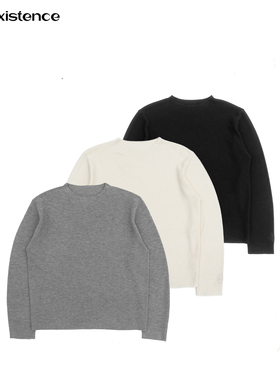 IN EXISTENCE存世25FW羊毛混纺48支超细密针米兰诺罗纹刺绣打底衫