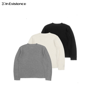 EXISTENCE存世25FW羊毛混纺48支超细密针米兰诺罗纹刺绣打底衫