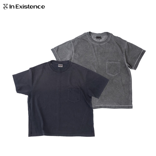 IN EXISTENCE存世25SS 成衣染色分割破坏褪色水洗短袖pocket tee