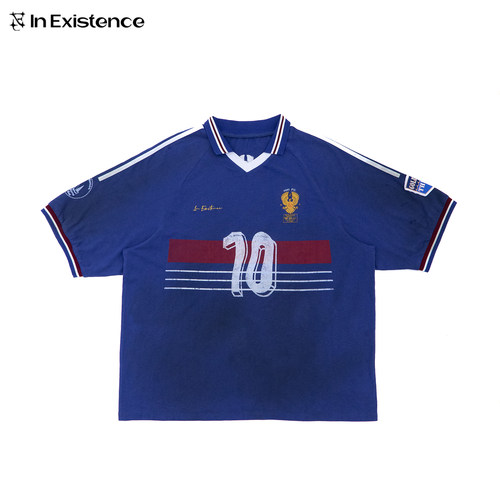IN EXISTENCE存世 26SS「高卢旧浪」成衣染色水洗纯棉短袖足球服