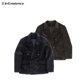 外套 EXISTENCE存世25ss双排扣枪驳领分割水洗灯芯绒休闲西装