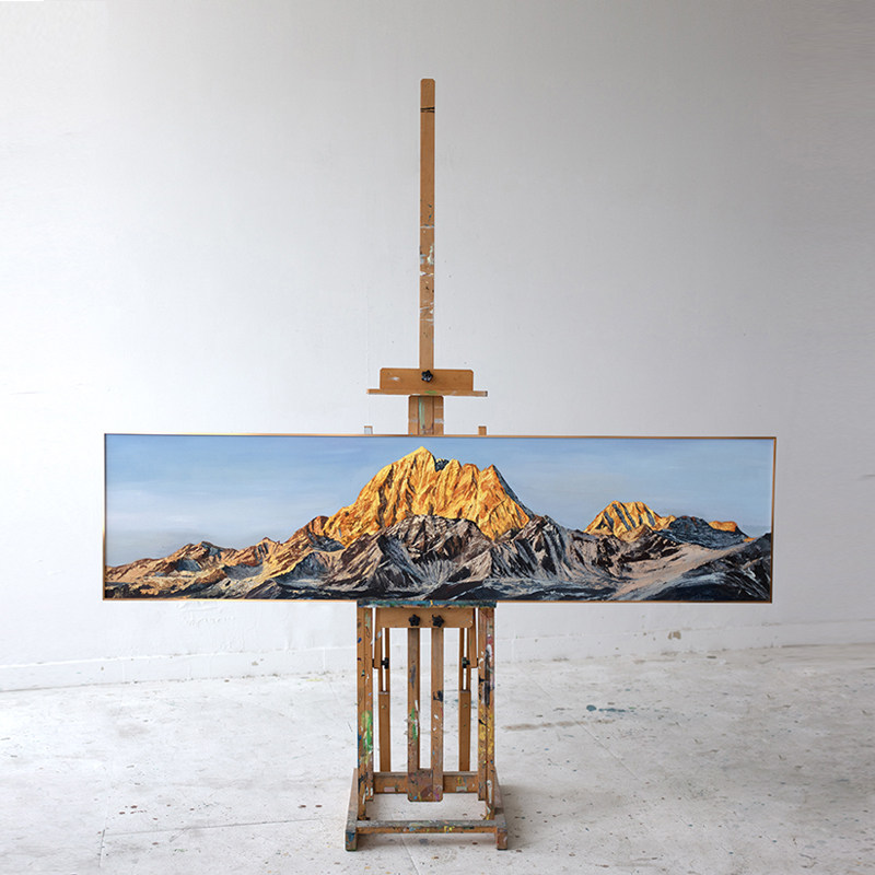 牧夏原创手绘油画《雅拉山》日照金山挂画客厅沙发背景墙装饰画