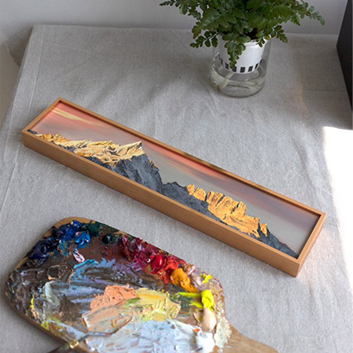 牧夏手绘油画《神女峰与五冠峰》摆台装饰画挂画桌面摆台礼物礼品 - 实物图