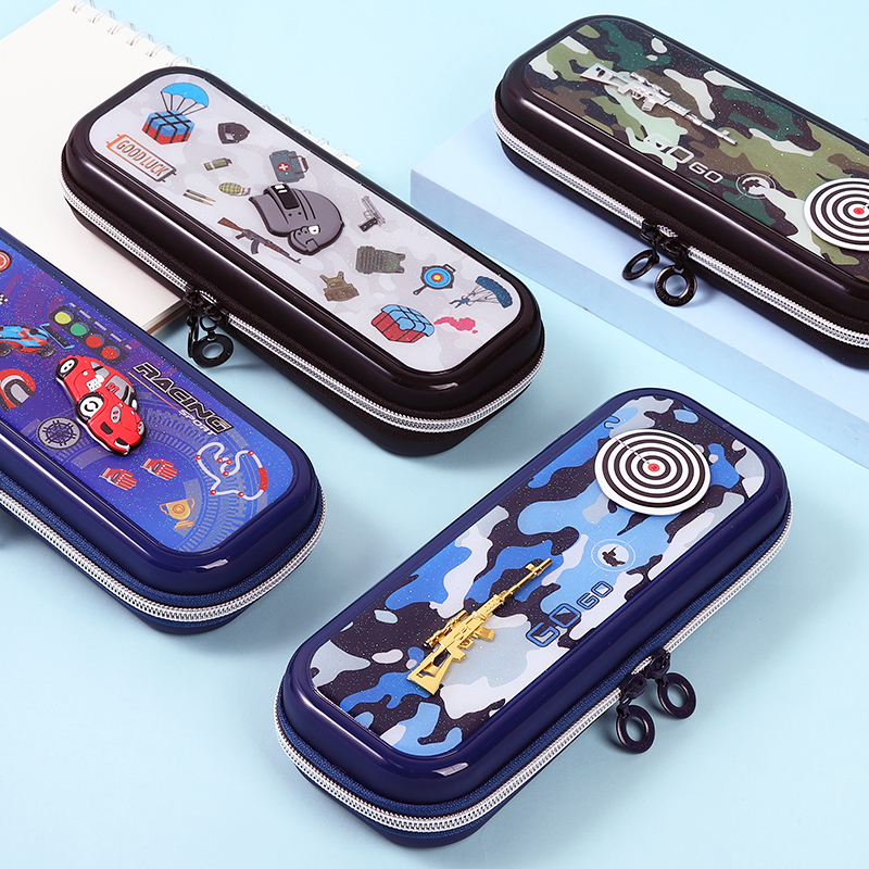 2023新款3d硬壳笔袋男孩子小学生文具盒大容量赛车铅笔盒防水文具袋