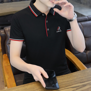 夏季男生短袖T恤纯棉修身Polo衫翻领高级感男装半袖ins韩版上衣服