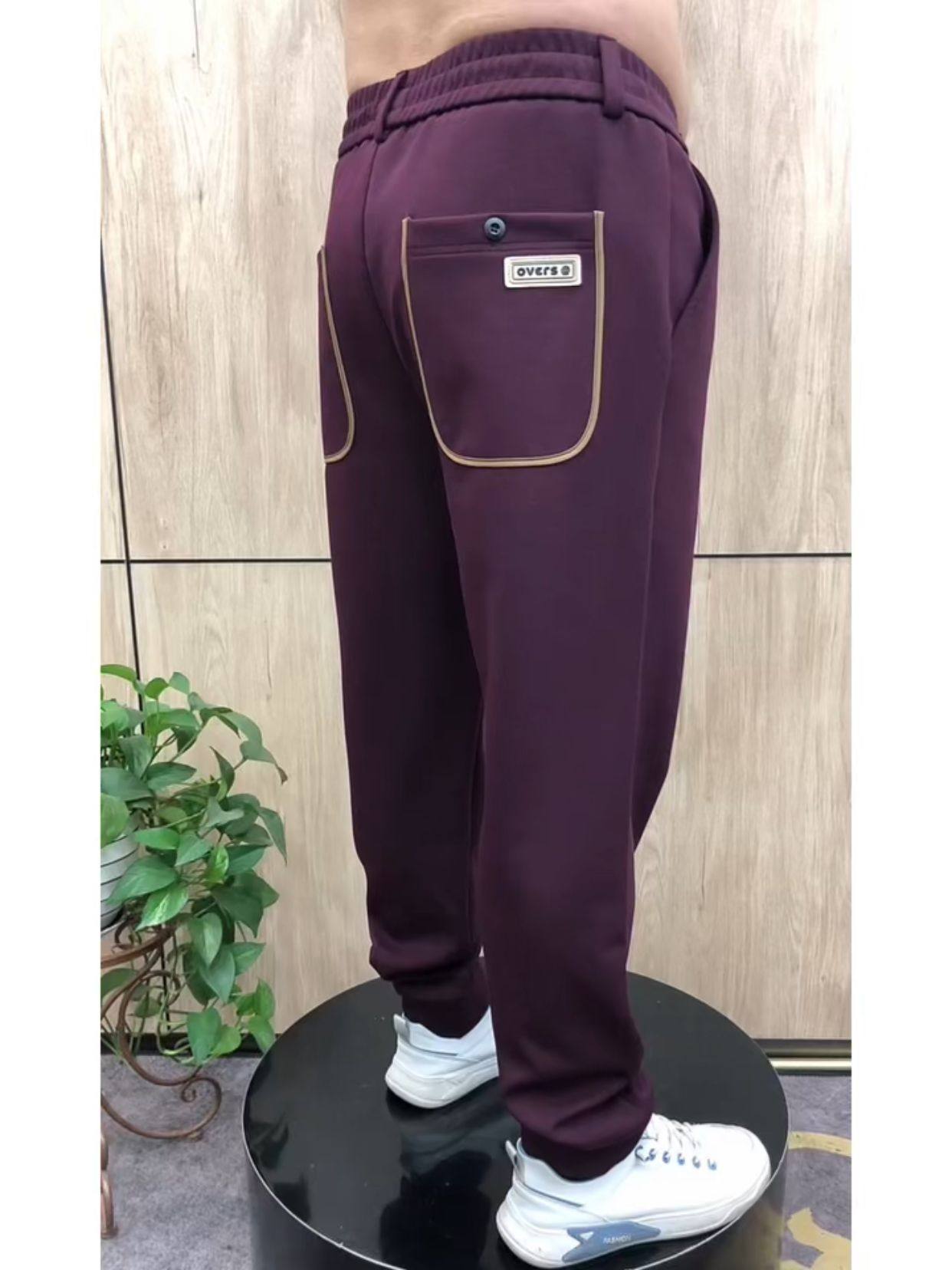 春秋季针织棉运动裤卫裤休闲裤男士酒红色长裤弹力青年百搭小脚裤,男装,卫裤,淘宝优惠券,粉丝福利购,淘宝优惠卷