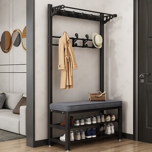 鞋柜衣架一体靠墙玄关换鞋凳挂衣架入门小户型组合简易出租房用加