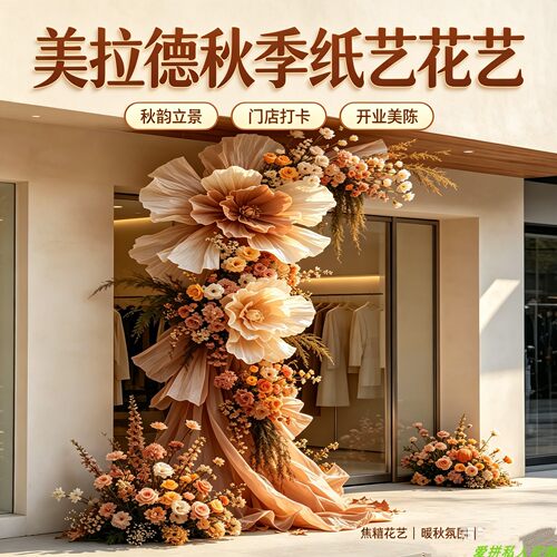 秋季纸艺花艺装饰商业街婚礼门店