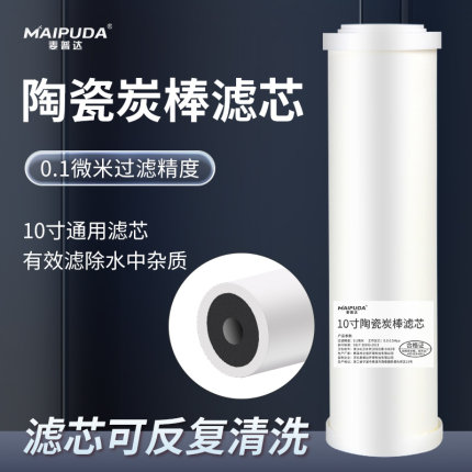 10寸陶瓷硅藻土滤芯净水器直饮过滤器反复擦洗平压可清洗前置通用