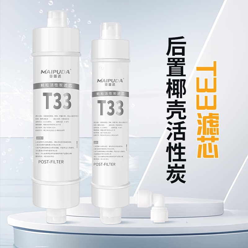 t33后置活性炭滤芯椰壳净水器家用厨房RO纯水机超滤净水器大后置