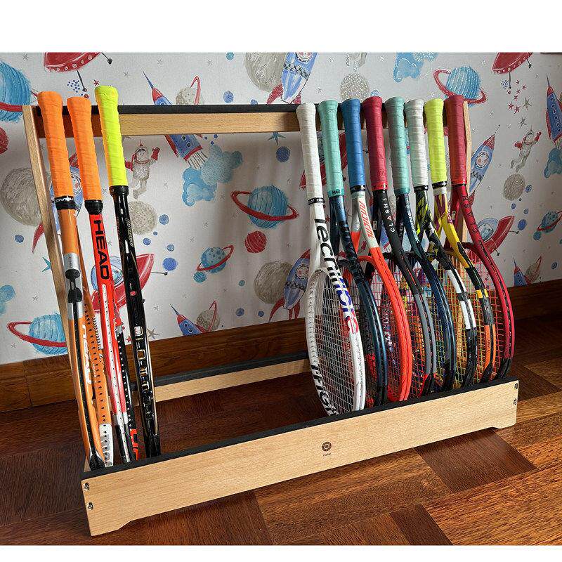 网红实木网球拍收纳架学校羽毛球拍网球拍展示架吉他乐器摆放架子