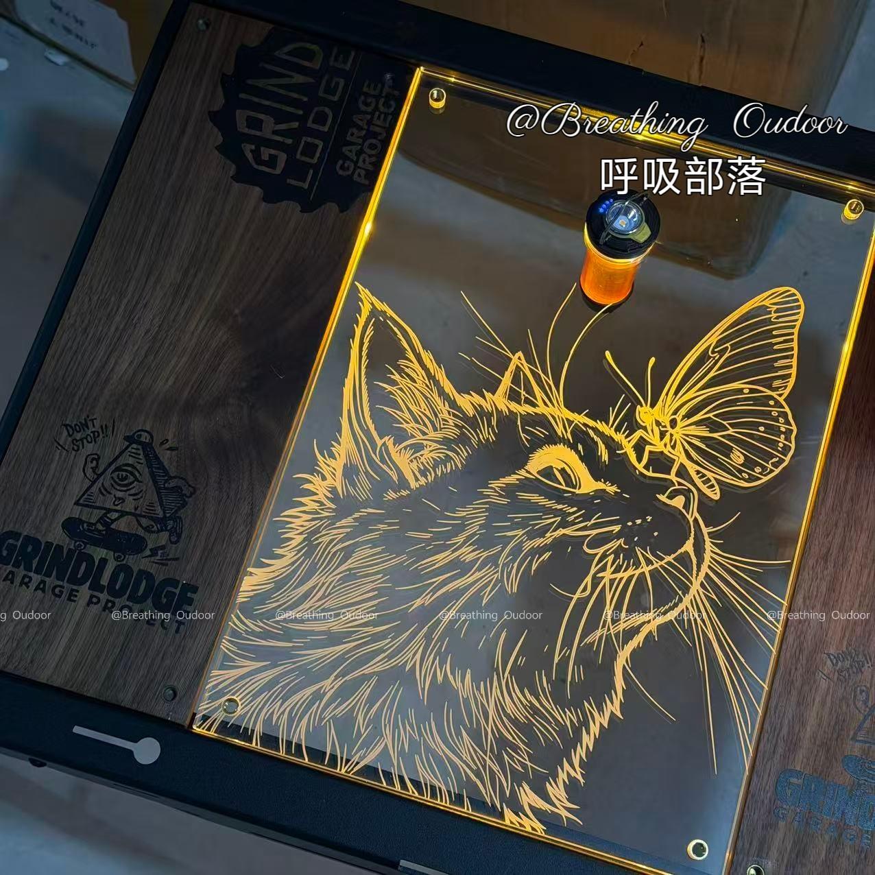 猫与蝶的邂逅 户外露营IGT亚克力单元板GZ灯反光便捷式桌面